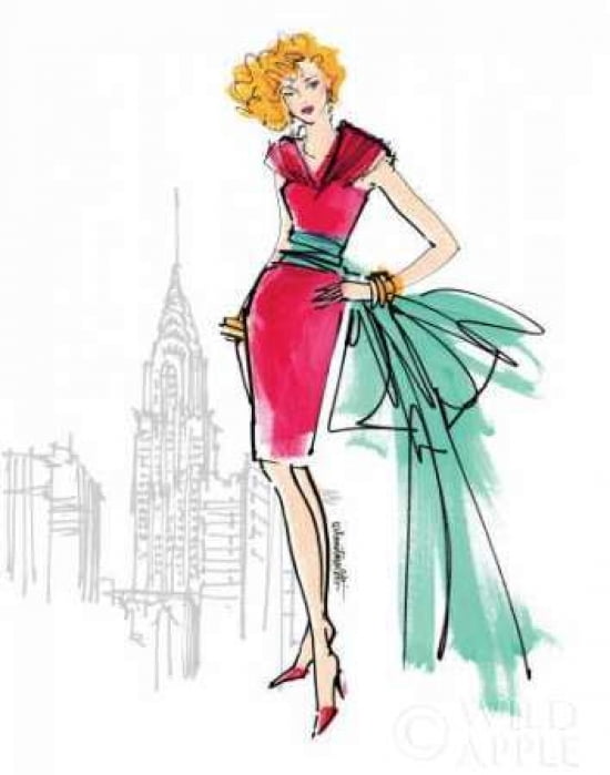 Colorful Fashion III - New York Canvas Art - Anne Tavoletti (22 x 28)