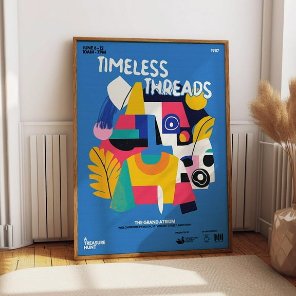 Colorful Fashion Poster – Abstract Clothing Threads Graphic Print –1980S Style Fashion Illustration Wall Decor Wall Art, Modern Wall Decor, 8x12 UNFRAMED