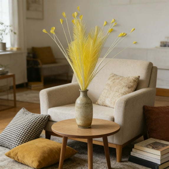 Colorful Faux Pampas Grass, Fake Artificial Pampass Grass Decor, Filler Tall Pampas Grass Reed Fluffy Stems Plant for Home Boho Living Room Wedding Decoration