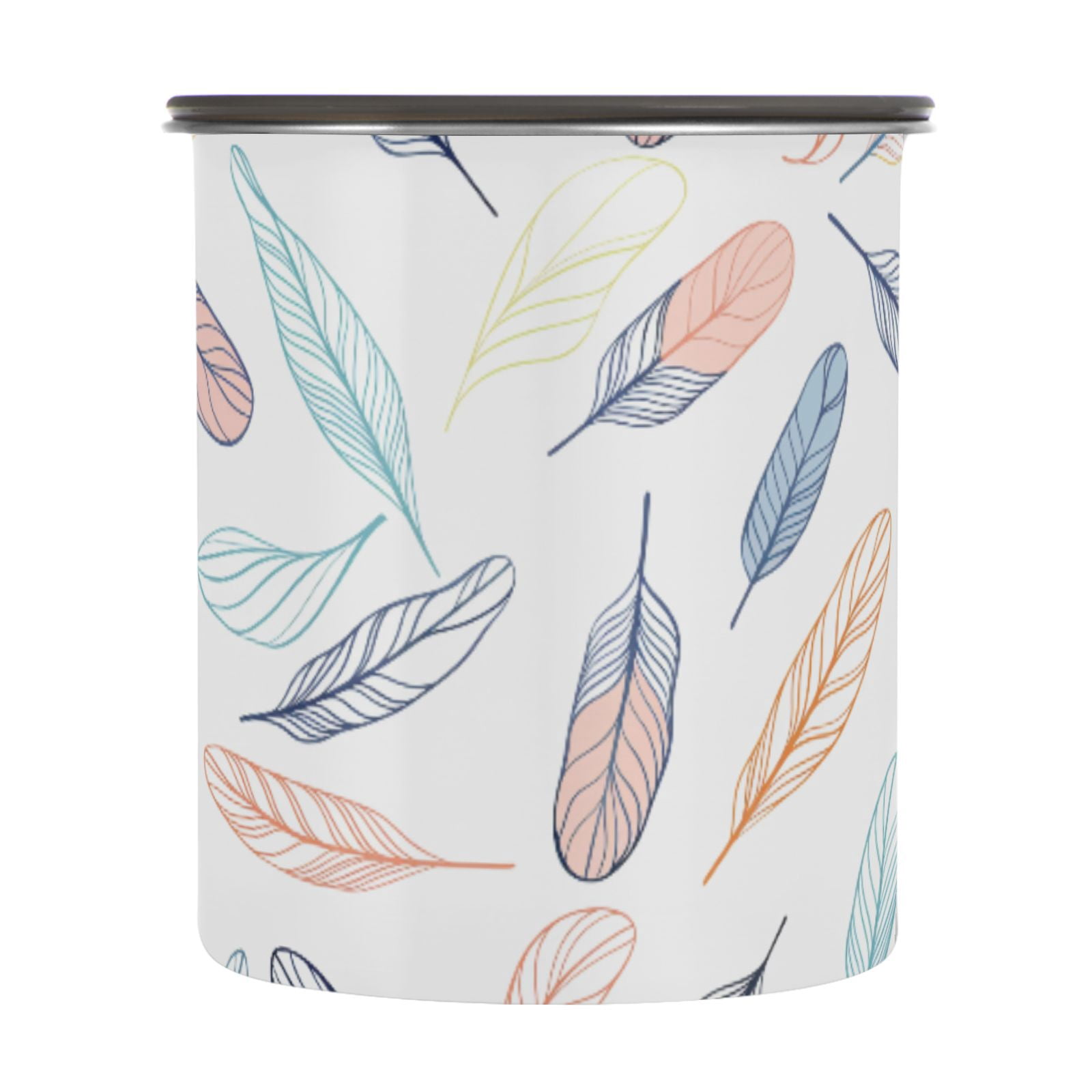 Colorful Feather Airtight Coffee Bean Canister 30oz Food Storage Containers with Lids For Gournd, Tea, Sugar, Flour, Rice, Cereal, Candy Cookie Jar