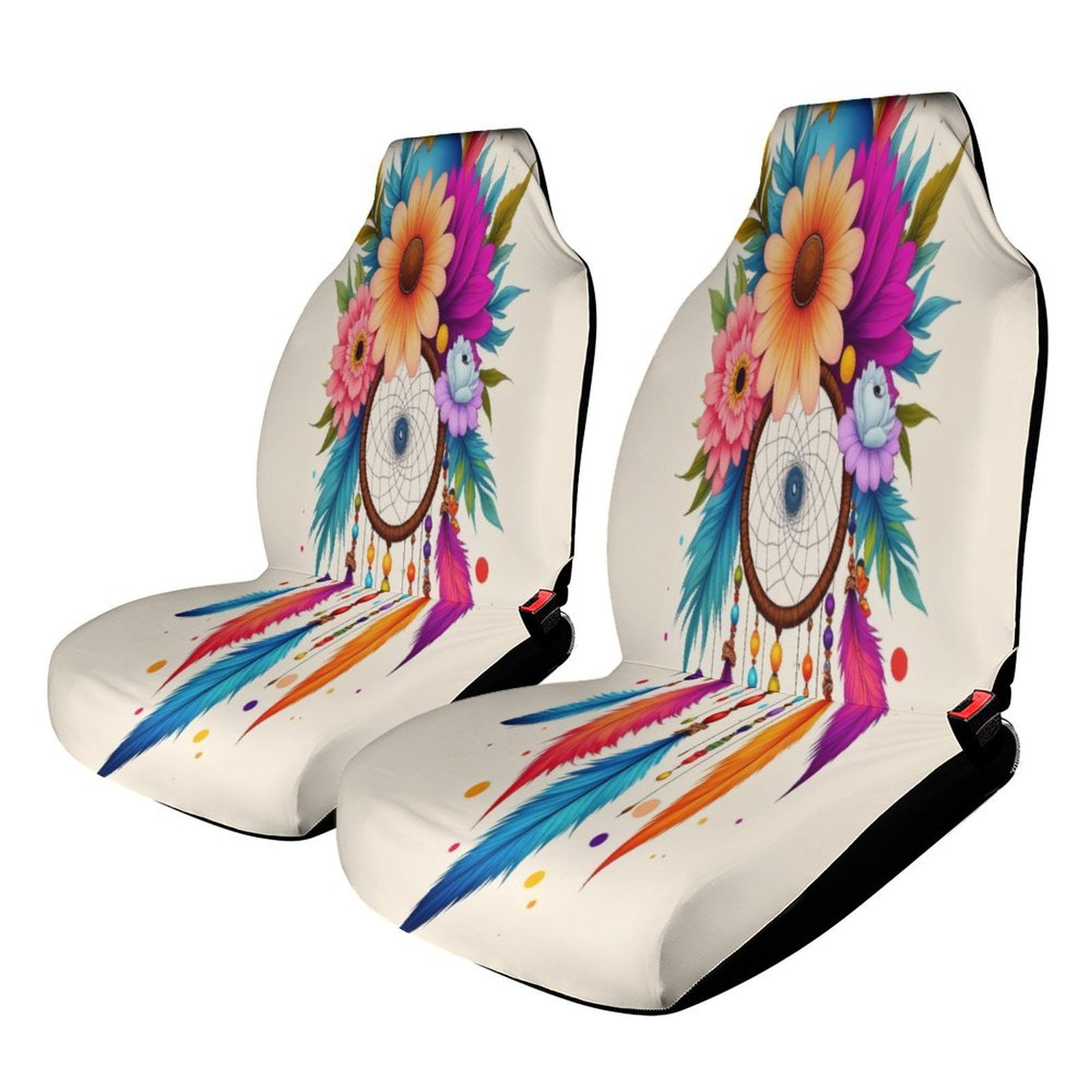 Colorful Feather And Flower Dreamcatcher Car Seat Covers,Universal Auto ...