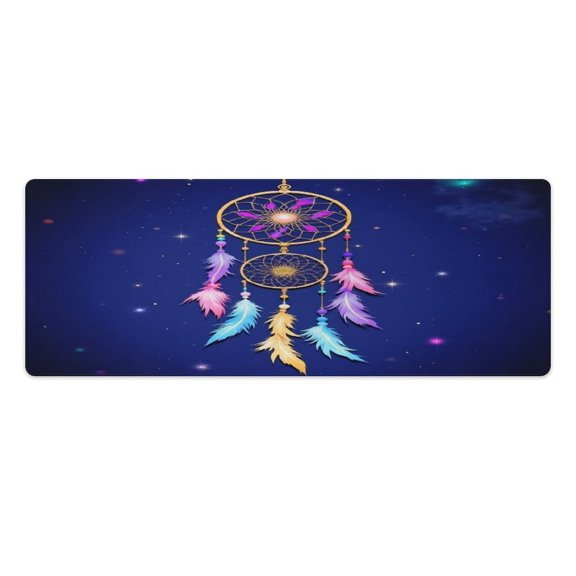 Colorful Feather Dreamcatcher Night Sky Kitchen Mats Pvc 2PCS, Non-Slip Kitchen Pvc Mats And Rugs,Cushioned Anti Fatigue Standing Mat for Home