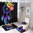 thumbnail image 1 of Colorful Feather Dreamcatcher Print(1) Shower Curtain Bathroom Sets Toilet Lid Rug, Bath Mat And Contour Mat, Shower Curtain 4Pcs, 1 of 8