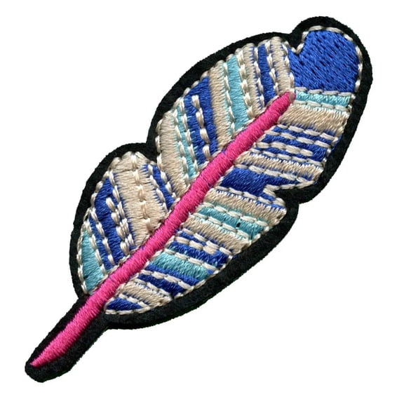 Colorful Feather Embroidered Iron On Patch