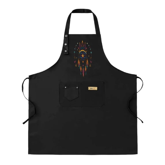 Colorful Feather & Flame Design Adjustable Bib Apron 2-Pack with 2 Pockets for Men & Women - Perfect for Cooking & Chef Use