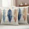 thumbnail image 1 of Colorful Feather Outdoor Waterproof Throw Pillow Covers 24x24 Set of 2, Watercolor Retro Rustic Wooden Grain Decorative Pillowcases Cushion Pillowcase for Couch Sofa Patio Outside Pillow Protector, 1 of 9