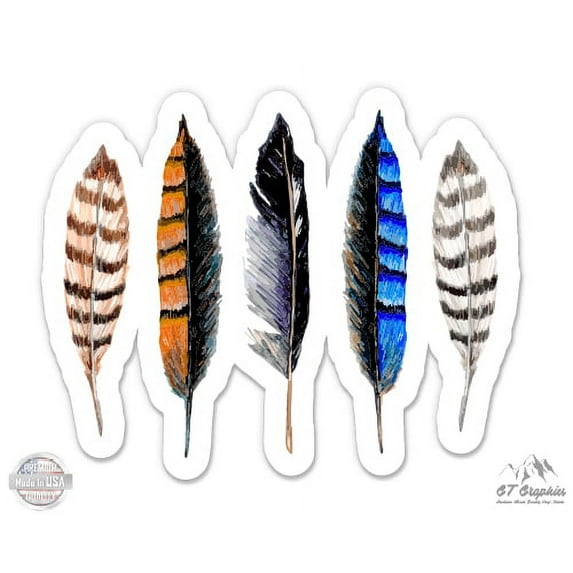 Colorful Feathers - 12" Vinyl Sticker Waterproof Decal