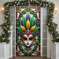 thumbnail image 1 of Colorful Feathers Carnival Mask Banner Gold Frame Venetian Display Purple Gemstone Ornate Decoration Feather Backdrop for Carnival Party Masquerade Ball Festival Celebration, 1 of 9