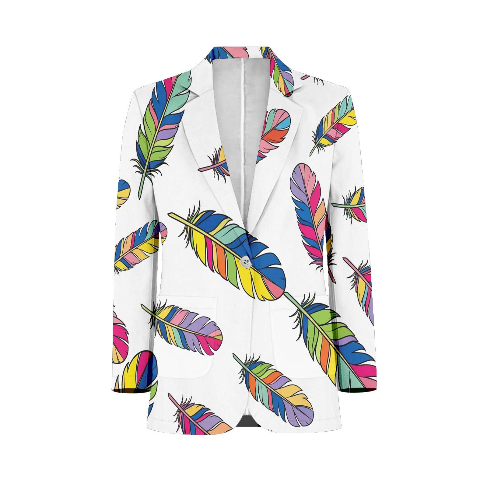 Colorful Feathers Pattern Design Mens Suits Shawl Collar Slim Fit Suit ...