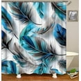 thumbnail image 1 of Colorful Feathers Shower Curtain, Bird Feathers And Animal Skin Element Print Teal Brown Polyester Cloth Print Bathroom Curtains Include Hooks 72"W x 84"L, 1 of 6