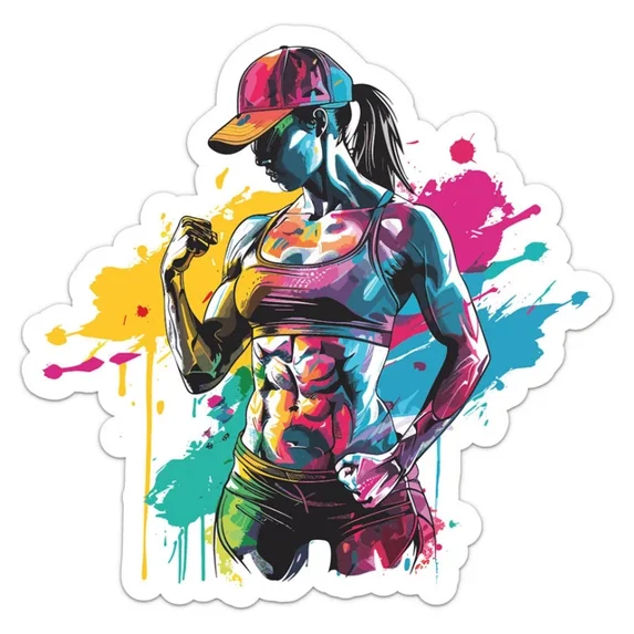 Colorful Female Bodybuilding Sticker Phone Decal Water Bottle Stickers ...