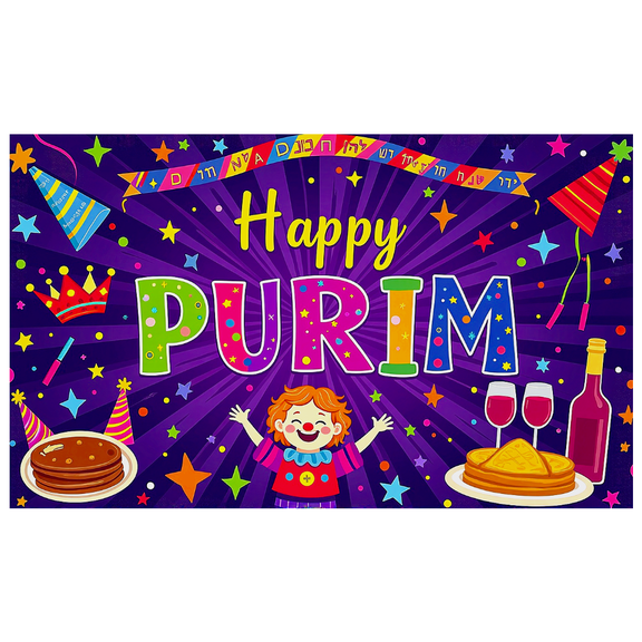 Colorful Festive Purim Backdrop Banner with Stars Decorations Party Supplies for Family Celebrations Photo Background Party Decors Happy Purim