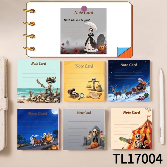 Colorful and Festive Skull - Themed Note Cards (3.543.54 Inches) 100-Pack with105 Emoticon Stickers,Easy To Write on, Great for Project Planning,Clean Removal for Note-Taking,Ideal for Home & Office