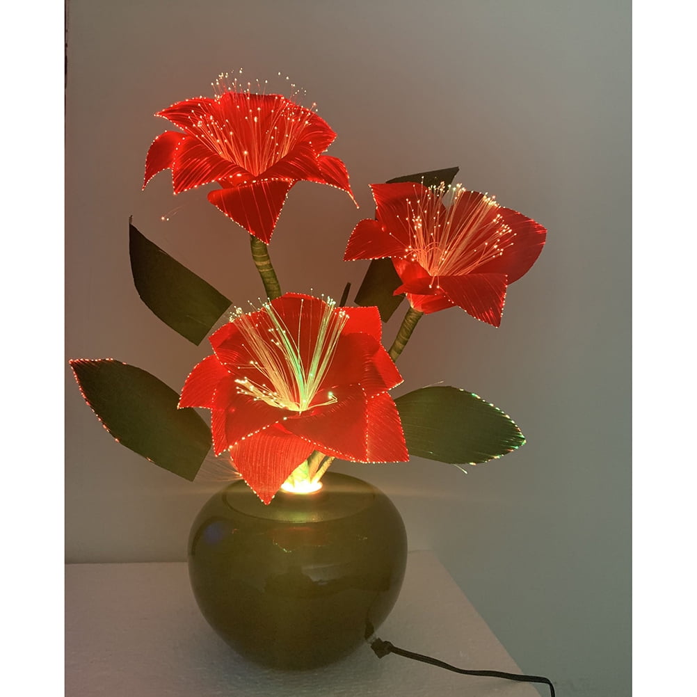 Colorful Fiber Optic Flower Home Decorative Simulation Flower Pot Lamp