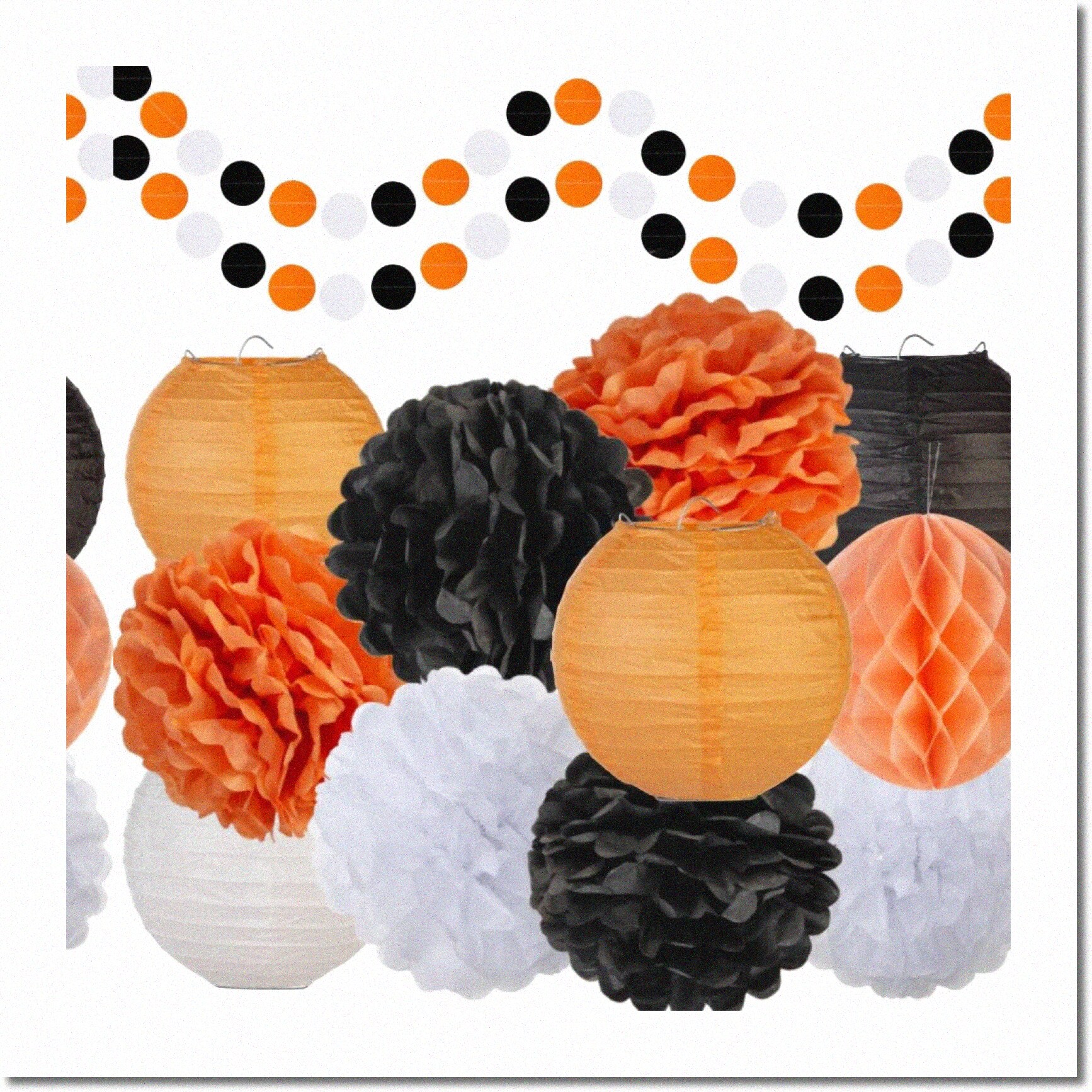 Colorful Fiesta Party Pack: Tissue Pom Poms, Paper Lanterns, Honeycomb ...