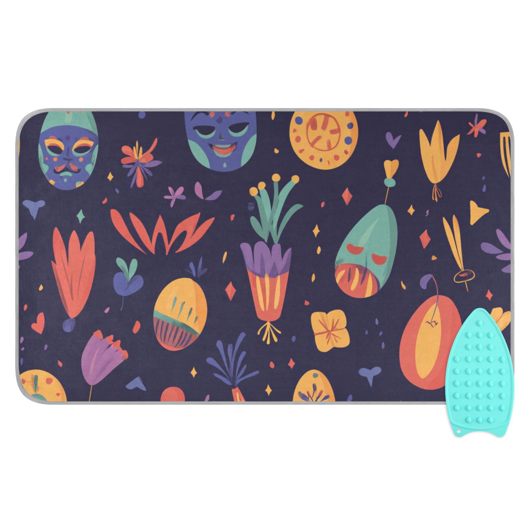 Colorful Fiesta Pattern Ironing Mat Blanket for Table Top Travel Portable Ironing Board Pad 47.2x27.6 Inch