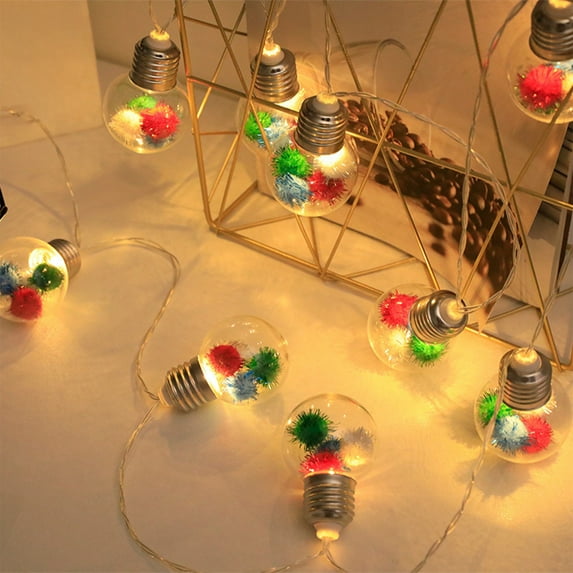 Colorful Filigree Christmas Ball LED Light String – 6.6ft 10 LEDs Battery/USB Powered Decorative Holiday Lights for Tree, Indoor & Outdoor