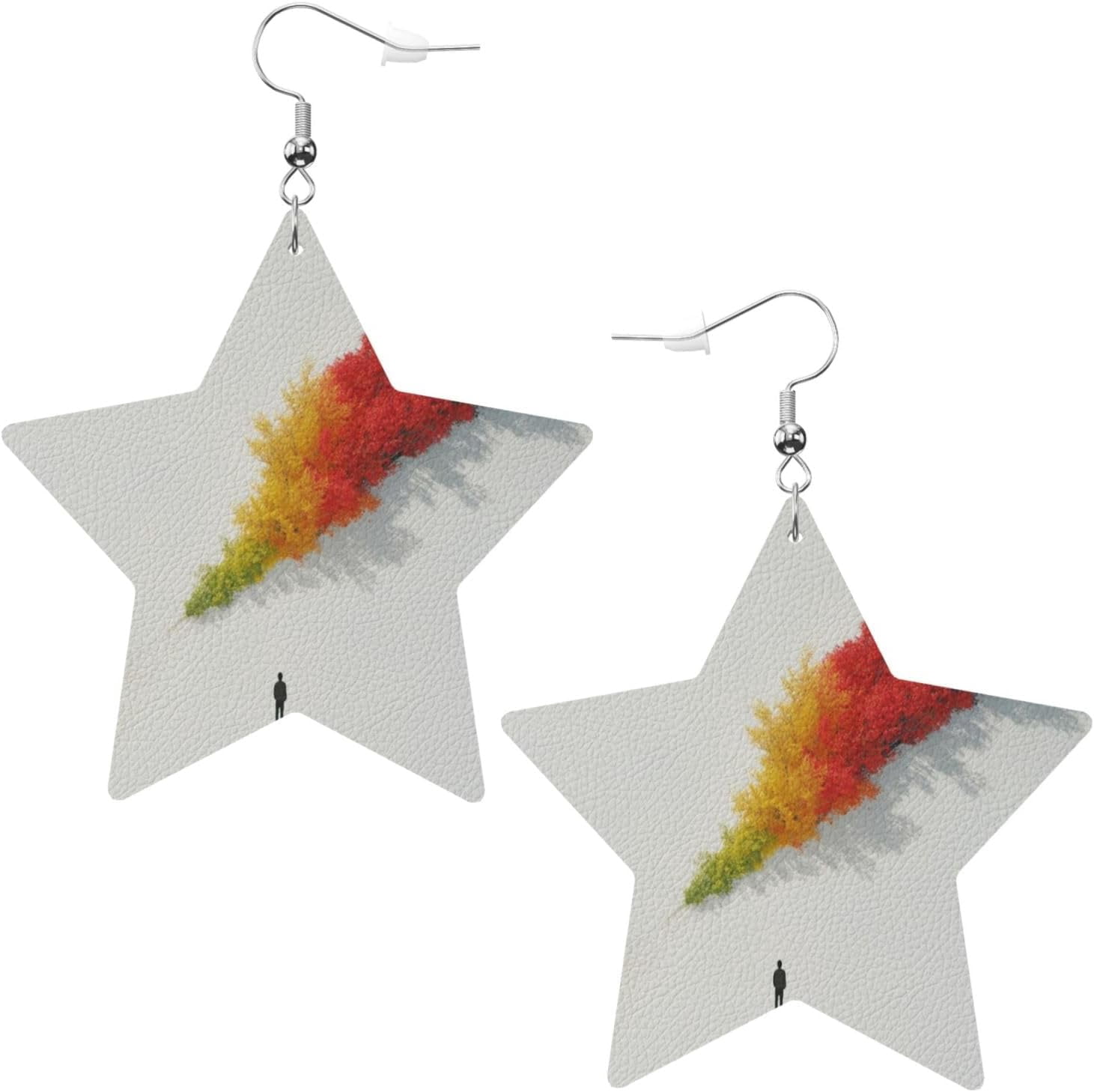 Colorful Fine Four Seasons Earrings for Women PU Leather Dangle Earrings, Lightweight Star Shape Leather Teardrop Dangly Ear Pendants Jewelry Gift[o444]