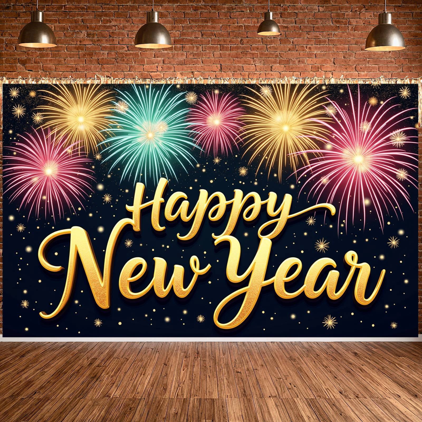 Happy New Year Banner – 180 X 109 Cm, Schwarz-gold, Klasse 2024, Inkl. Aufhängeband Für Abschlussfeier & Party