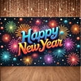 thumbnail image 1 of Colorful Firework New Year Banner Vibrant Design Festive Backdrop Glossy Letters Multicolor Explosion Holiday Display for New Year Party NYE Celebration Family Reunion, 1 of 9