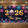 thumbnail image 1 of Colorful Fireworks 2026 New Year Banner Shiny Stars Happy New Year Display Champagne Glass Design Party Balloons 2026 Celebration Backdrop for New Year Party 2026 Celebration New Year Eve Event, 1 of 9