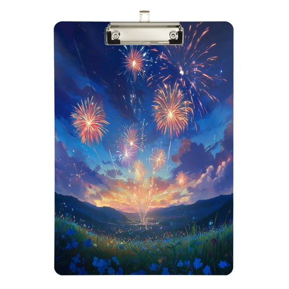 Colorful Fireworks Acrylic Clipboards A4 Standard Size Clipboard 12.5" X 9" Clip Board for Office School Teacher Women Men