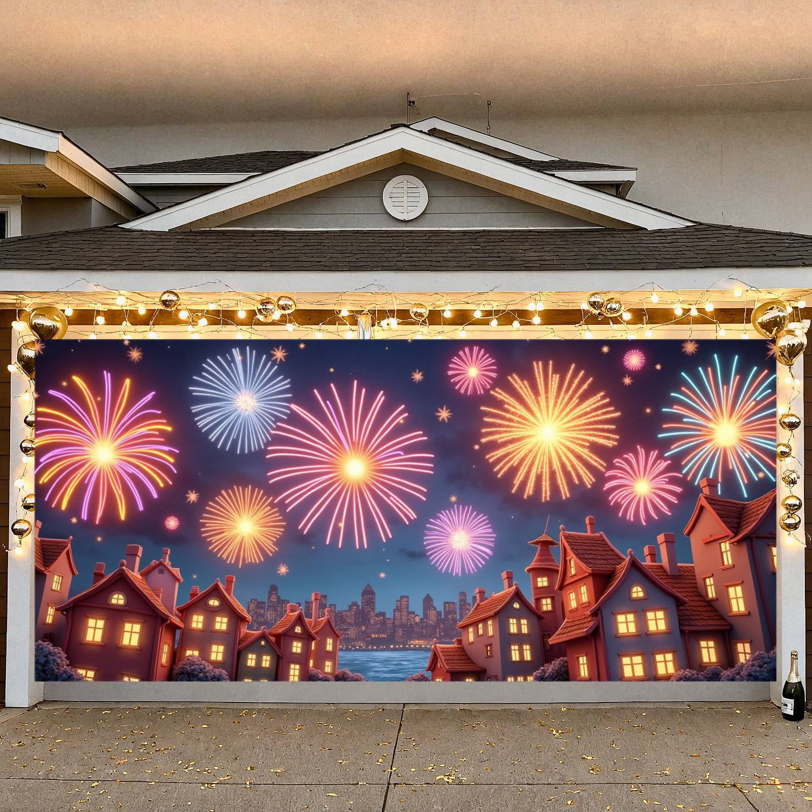 Colorful Fireworks Fireworks Banner Night Sky Scene Festival Backdrop ...
