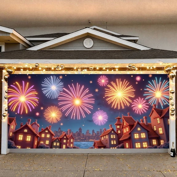 Colorful Fireworks Fireworks Banner Night Sky Scene Festival Backdrop Cityscape Backdrop Sparkling Stars Holiday Background for New Year Celebration Independence Day Party National Day Event