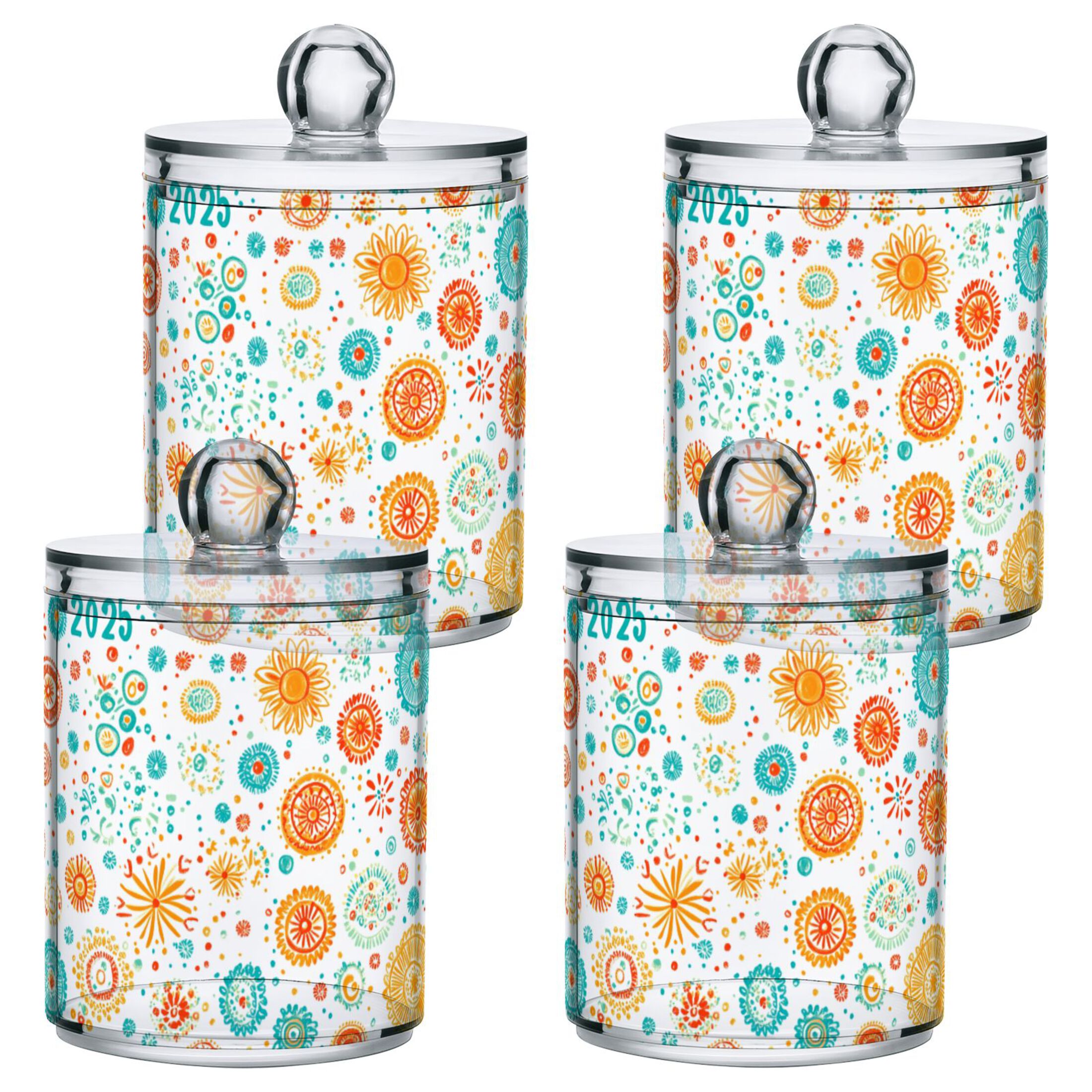 Colorful Fireworks with 2025 Bathroom Canisters Set of 4 Translucent ...