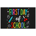 thumbnail image 1 of Colorful First Day of School Themed Backdrop Banner with Pencil Scissors Clock Decorations for School Events Photo Props Party Decor Backgrounds, 1 of 7