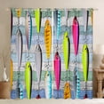 thumbnail image 1 of Colorful Fish Blackout Curtains, Fish Hook Fishing Curtains for Living Room Bedroom, Western Rustic Farmhouse Window Curtains Drapes Cabin Lodge Decor, Insulated Thermal Darkening Curtains, 52"X63", 1 of 5