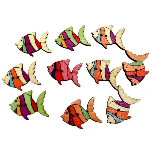Colorful Fish Button Two Holes for , Sewing, Handicrafts, Clothing Decoration