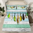 thumbnail image 1 of Colorful Fish Fitted Sheet Queen, Fish Hook Fishing Bed Sheets Set Teens, Rustic Farmhouse Sheets for Bedroom, Western Style Bedding Set 3Pcs with 2 Pillowcases Deep Pocket, 1 of 5