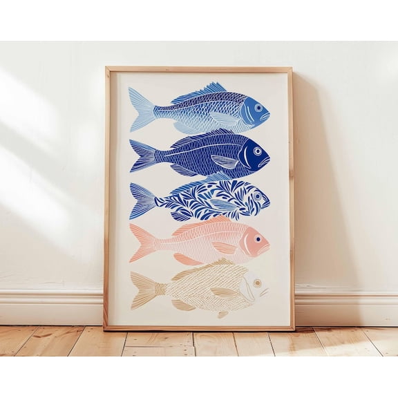 Colorful Fish Nautical Sea Life Ocean Animal Wall Art Print, Unframed Paper Poster 8x10in