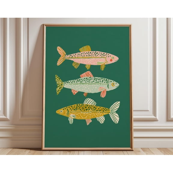 Colorful Fish Ocean Wall Art Print, Unframed Paper Poster 8x10in