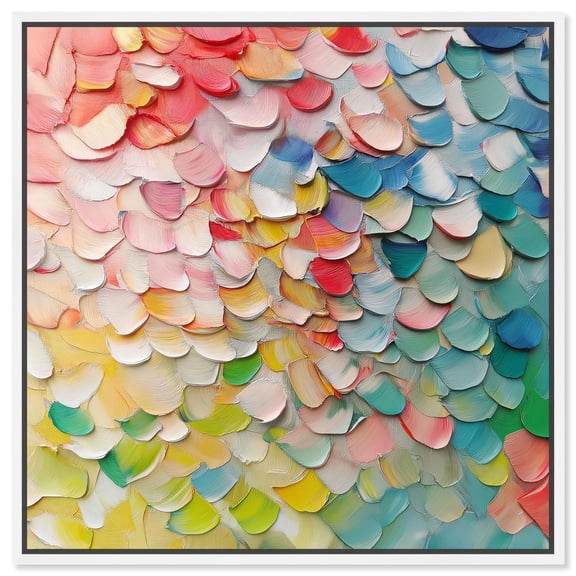 Colorful Fish Patterns II Canvas Modern Abstract Art by Art Remedy, White Frame, 40" x 40"