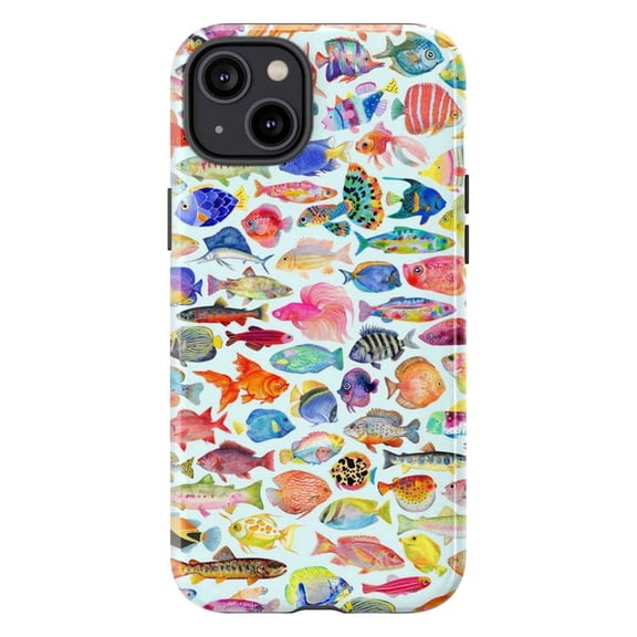 Colorful Fish Phone Case iPhone Cover Vibrant Ocean Creatures Protective Phone Cover Underwater Design, Compatible with iPhone 16 15 14 13 12 11 Plus Pro Max Mini