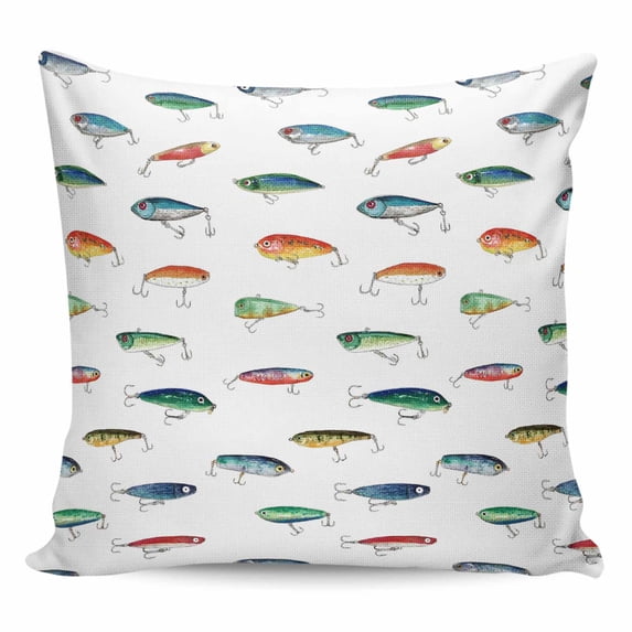 Colorful Fish Pillow Covers 18x18 Inch Decorative Throw Pillow Cover, Watercolor Cartoon Fishing Sofa Pillowcases Accent Cushion Case Home Decor Bedroom Living Room