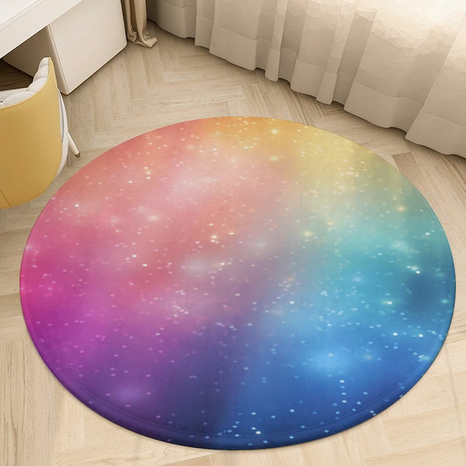 Scale Mat Runcing Colorful Fish Scales Round Area Rugs for Bedroom Living Room, 3FT Soft ...