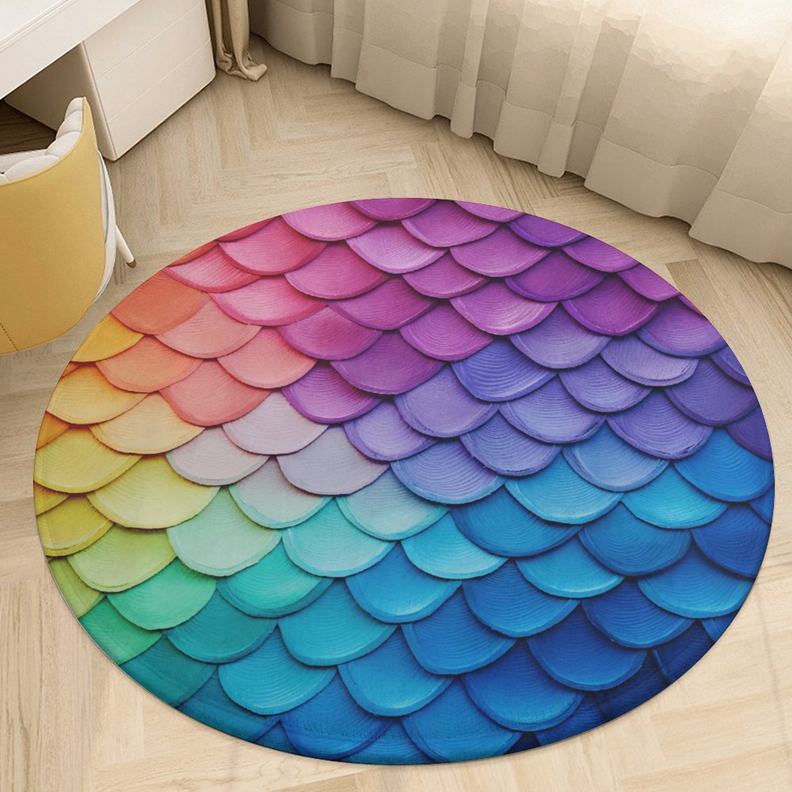 Colorful Fish Scales Round Area Rugs for Bedroom Living Room, 5FT Soft ...