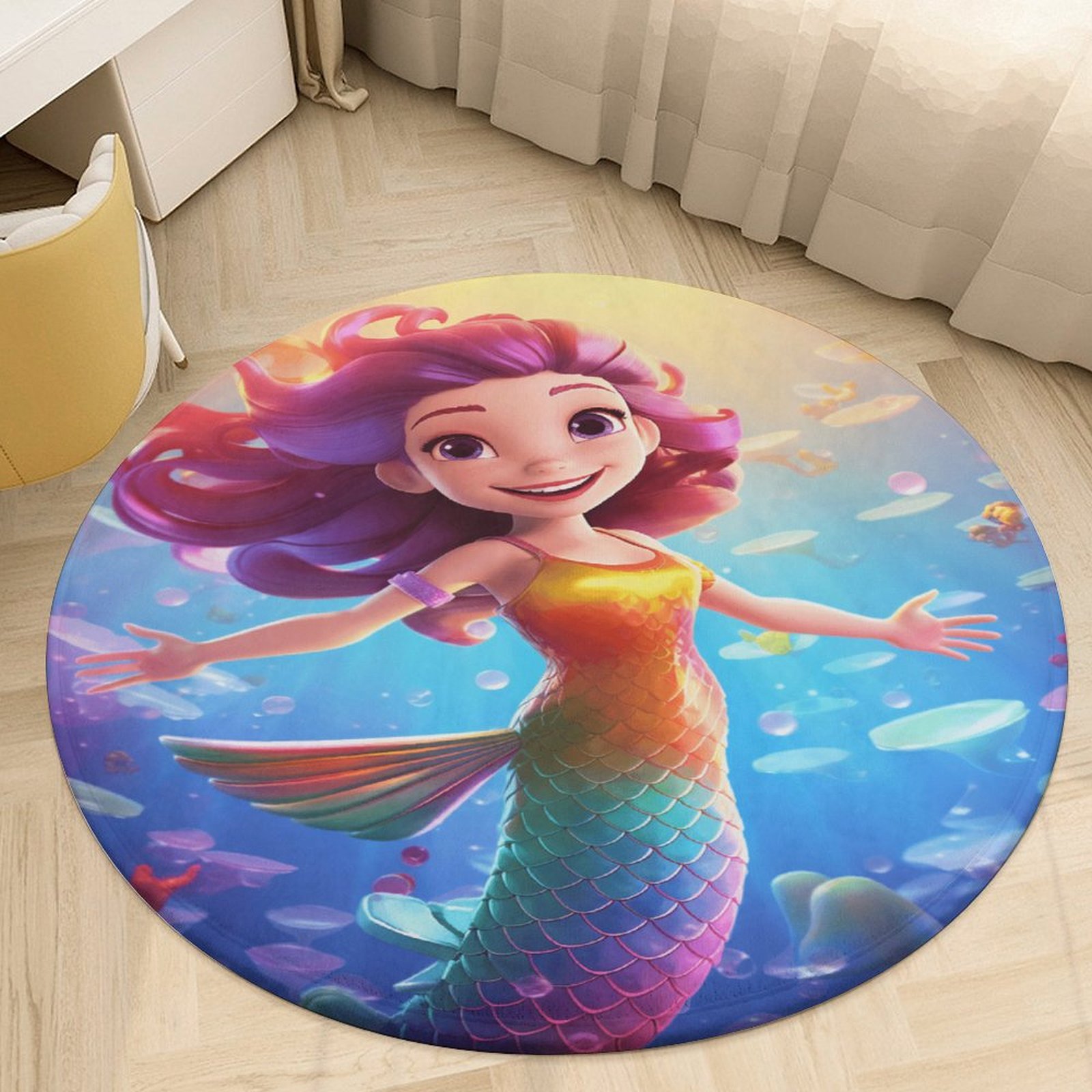 Colorful Fish Scales Round Area Rugs for Bedroom Living Room, 6FT Soft ...