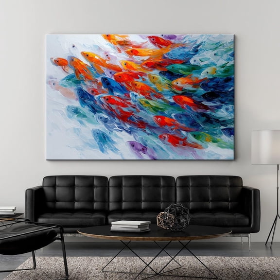Colorful Fish Shoal Print, Modern Coastal Wall Art