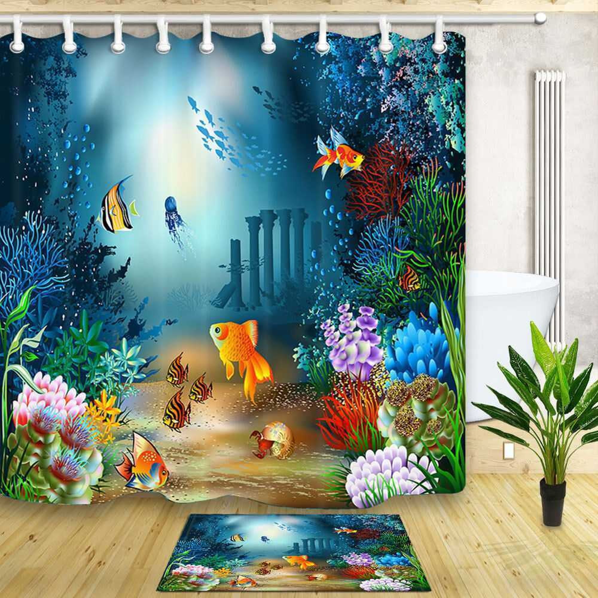 Colorful Fish Shower Curtain Effortlessly Brighten up Your Bathroom