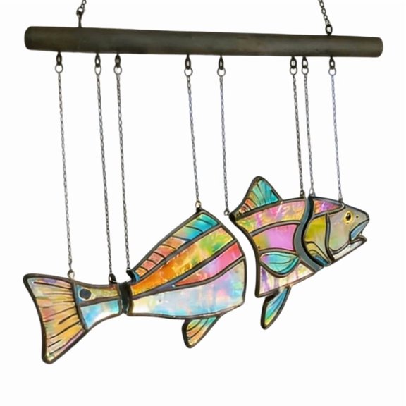 Colorful Fish Suncatchers Stained Glass Window Hangings Acrylic Window Panel