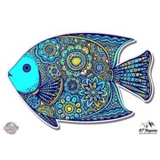 Colorful Fish Tangle Art Design - 3" Vinyl Sticker - For Car Laptop I-Pad Phone Helmet Hard Hat - Waterproof Decal