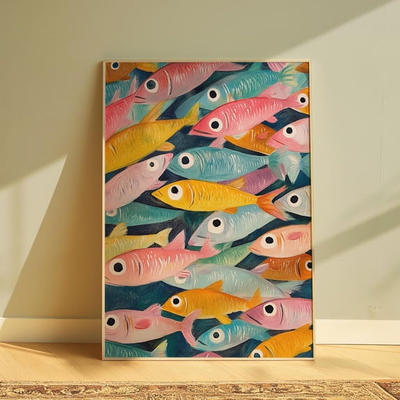 Colorful Fish Wall Art, Tropical Ocean Print, Unframed Paper Poster 8x10in