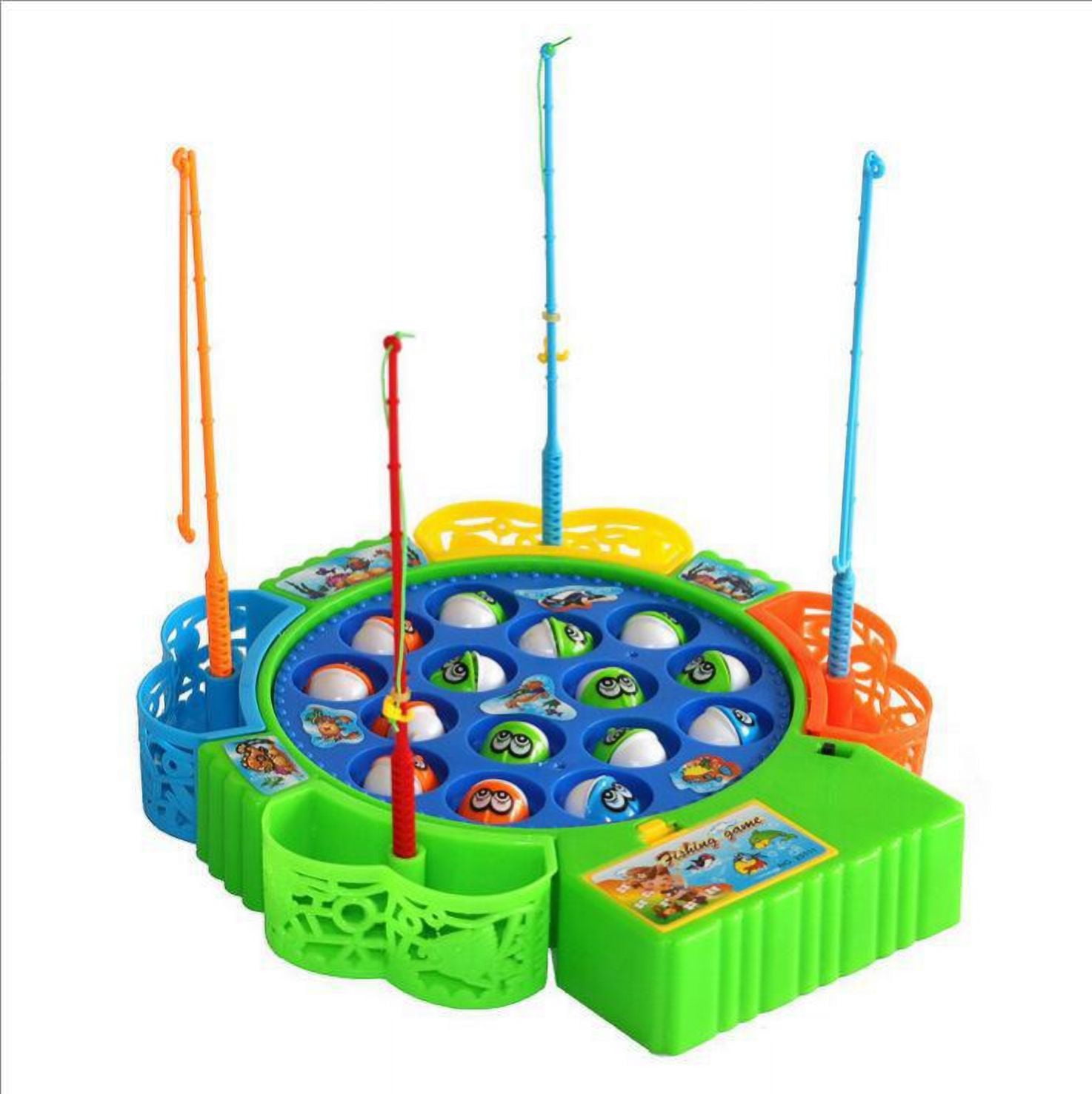 Colorful Fishing Game, Education Toy Set for Kids with music and 4 Fishing  Poles
