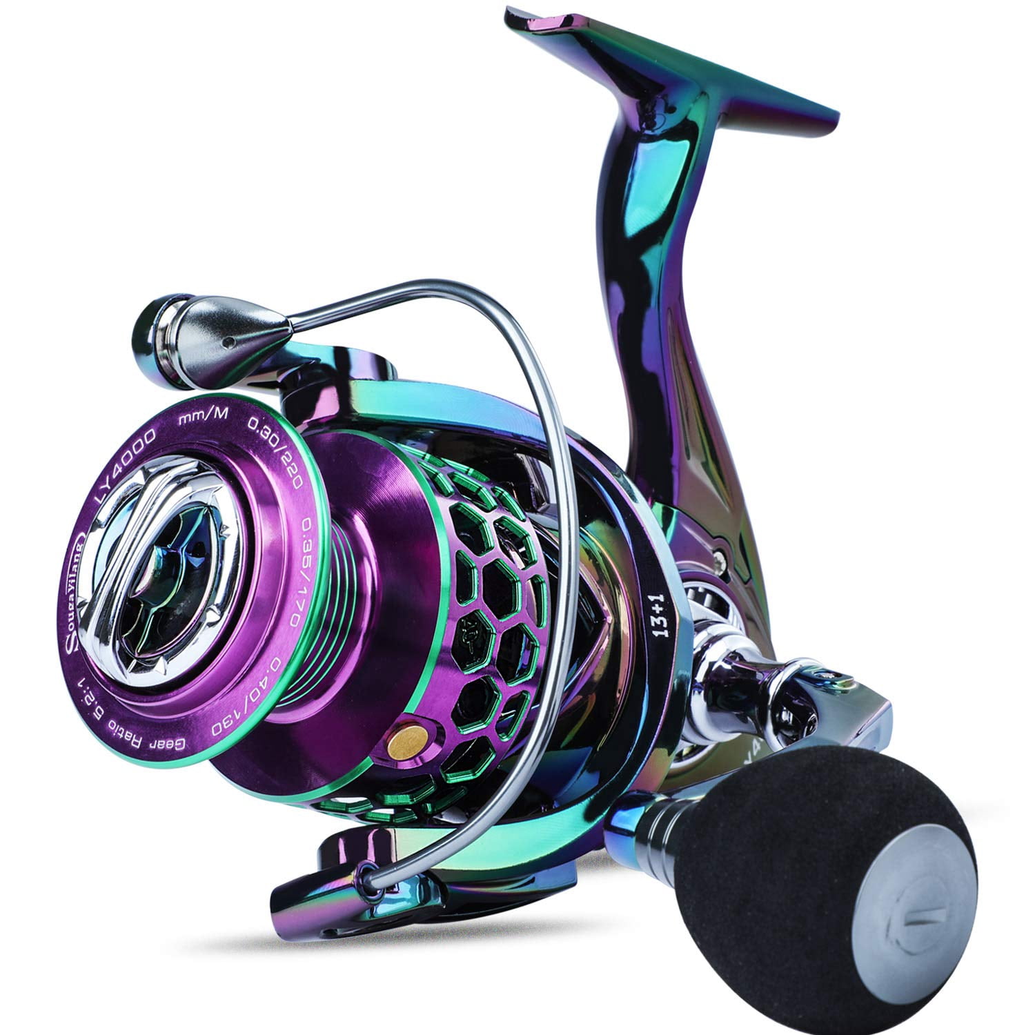 Colorful Fishing Reel 13 +1 Bb Light Weight Ultra Smooth Spinning Reels  With Cnc Line Management Graphite Frame For Freshwater