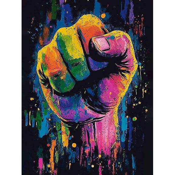 Colorful Fist Canvas PaintingSuitable for Living RoomOfficeGallery Walland Dorm Decor.