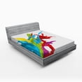 thumbnail image 1 of Colorful Fitted Sheet, Surreal Fluid Liquid Flowing Paint Splash Featured Digital Graphic Print, Soft Decorative Fabric Bedding, Queen Size, Multicolor, by Ambesonne, 1 of 2